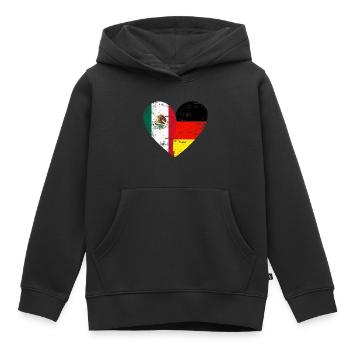 Mexico Germany Grunge Flaggenherz - Kinder Premium Organic Hoodie - Schwarz - Vorne - AI Model Kid Male (0cm)