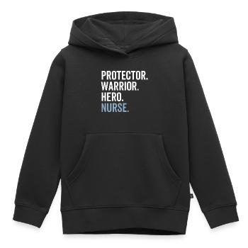 Protecteur Guerrier Héros Infirmière - Sweat Premium à capuche enfant bio - noir - Devant - AI Model Kid Male (0cm)