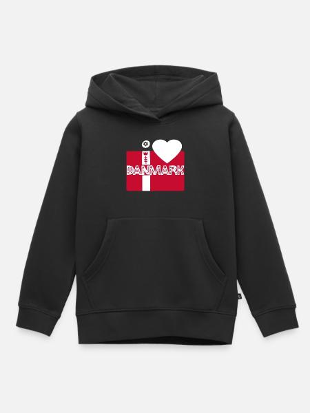 Dänemark - Kinder Premium Organic Hoodie - Schwarz