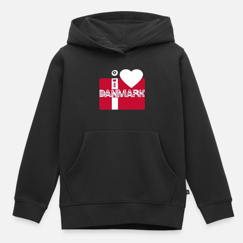 Danemark - Sweat Premium à capuche enfant bio - noir
