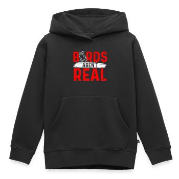 Les oiseaux ne sont pas réels - Sweat Premium à capuche enfant bio - noir - Devant - AI Model Kid Male (0cm)
