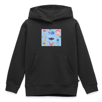 Plastic Free Ocean - Kids Premium Organic Hoodie - black - Front - AI Model Kid Male (0cm)