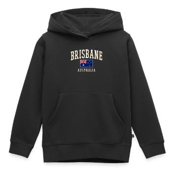 Brisbane, Australie, Vintage Flag Design - Sweat Premium à capuche enfant bio - noir - Devant - AI Model Kid Male (0cm)