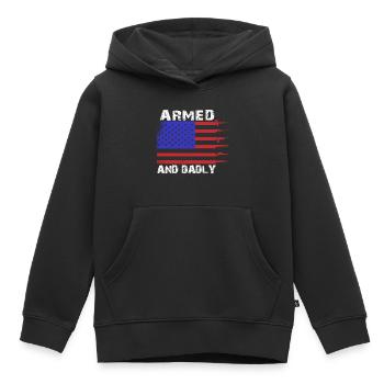Pères paternels armés et paternels - Sweat Premium à capuche enfant bio - noir - Devant - AI Model Kid Male (0cm)