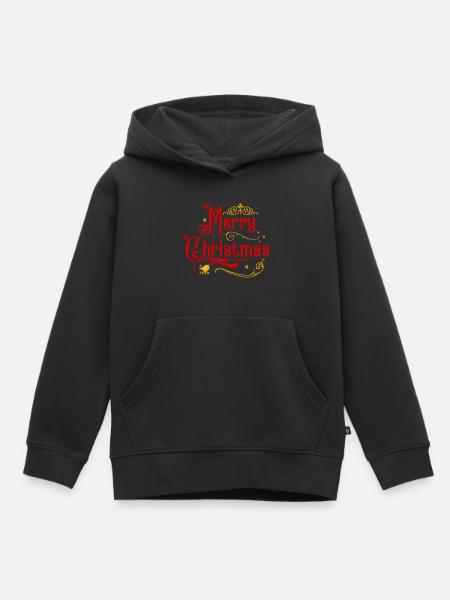 Merry Christmas with Bell - Kids Premium Organic Hoodie - black