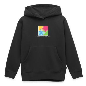 Du vervollständigst mich wahre Liebe Valentinstag - Kinder Premium Organic Hoodie - Schwarz - Vorne - AI Model Kid Male (0cm)