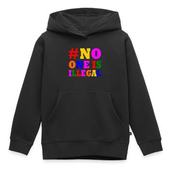 No one is illegal - Sweat Premium à capuche enfant bio - noir - Devant - AI Model Kid Male (0cm)