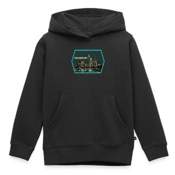 illustration, vue panoramique Francfort la nuit - Sweat Premium à capuche enfant bio - noir - Devant - AI Model Kid Male (0cm)