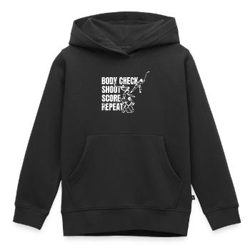 Répétition du score de tir au corps - Sweat Premium à capuche enfant bio - noir - Devant - AI Model Kid Male (0cm)