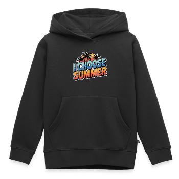 choose summer - vacances d'été - Sweat Premium à capuche enfant bio - noir - Devant - AI Model Kid Male (0cm)