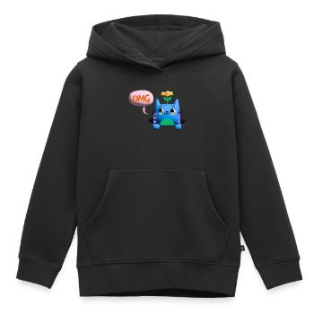 OMG chat mignon bulle 3d - Sweat Premium à capuche enfant bio - noir - Devant - AI Model Kid Male (0cm)