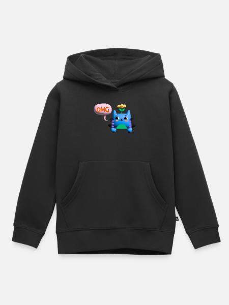 OMG Cat cute 3d bubble - Kinder Premium Organic Hoodie - Schwarz