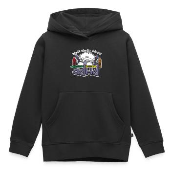 ADHD Crayons - Kids Premium Organic Hoodie - black - Front - AI Model Kid Male (0cm)