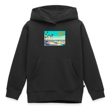 Patineur rétro de Venice Beach - Sweat Premium à capuche enfant bio - noir - Devant - AI Model Kid Male (0cm)