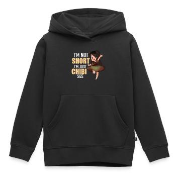 Je ne suis pas petit, je suis un cadeau mignon drôle d’anime taille chibi. - Sweat Premium à capuche enfant bio - noir - Devant - AI Model Kid Male (0cm)