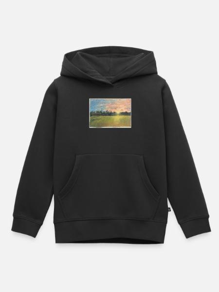 Prairie au coucher du soleil - Sweat Premium à capuche enfant bio - noir