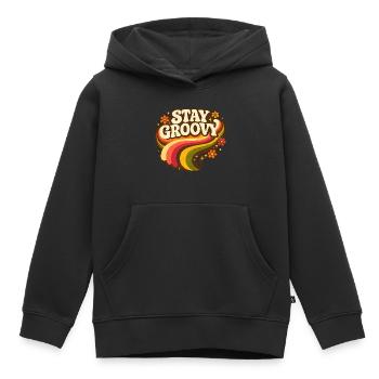 Reste Groovy Rainbow - Sweat Premium à capuche enfant bio - noir - Devant - AI Model Kid Male (0cm)