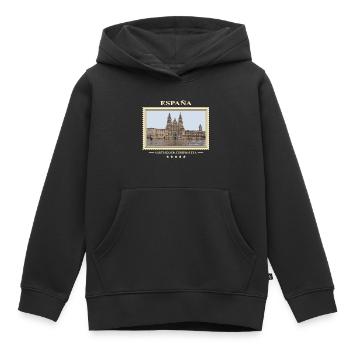 Spanien Santiago de Compostela Vintage Reisemarke - Kinder Premium Organic Hoodie - Schwarz - Vorne - AI Model Kid Male (0cm)