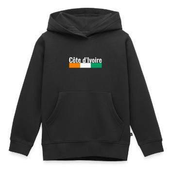 Côte d’Ivoire Côte d’Ivoire Drapeau ivoirien - Sweat Premium à capuche enfant bio - noir - Devant - AI Model Kid Male (0cm)