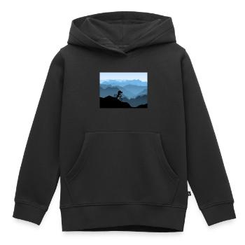 Mountain bikers in the mountains - Kids Premium Organic Hoodie - black - Front - AI Model Kid Male (0cm)