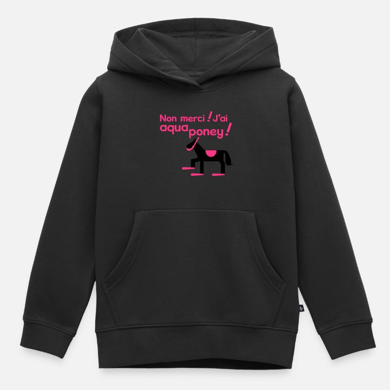 Aqua Poney - Sweat Premium à capuche enfant bio - noir