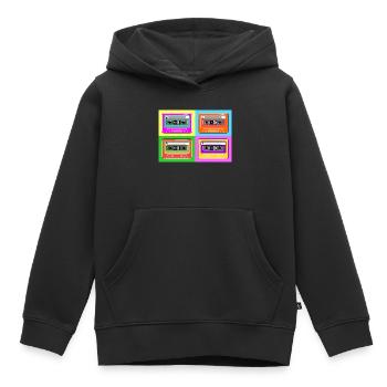 Cassette cassette pop art - Sweat Premium à capuche enfant bio - noir - Devant - AI Model Kid Male (0cm)