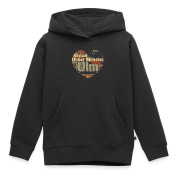Ulm Donau Herz - Kinder Premium Organic Hoodie - Schwarz - Vorne - AI Model Kid Male (0cm)