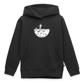 Astronaut mows the moon Space travel Space - Kids Premium Organic Hoodie - black - Front - AI Model Kid Male (0cm)
