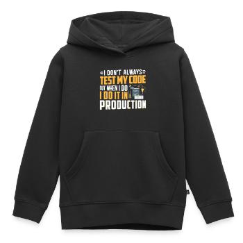 ICH TESTE MEINEN CODE NICHT IMMER - Kinder Premium Organic Hoodie - Schwarz - Vorne - AI Model Kid Male (0cm)