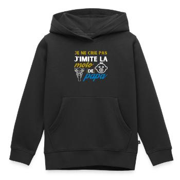 je ne crie pas j'imite la moto de papa - Sweat Premium à capuche enfant bio - noir - Devant - AI Model Kid Male (0cm)