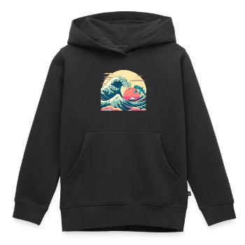 Requin Vague - Sweat Premium à capuche enfant bio - noir - Devant - AI Model Kid Male (0cm)