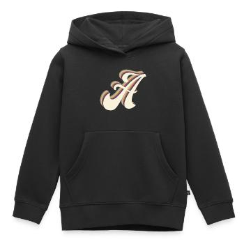 Letter A - Kids Premium Organic Hoodie - black - Front - AI Model Kid Male (0cm)