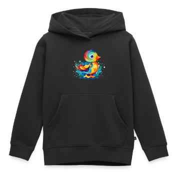 Canard minimaliste coloré parfait comme cadeau - Sweat Premium à capuche enfant bio - noir - Devant - AI Model Kid Male (0cm)
