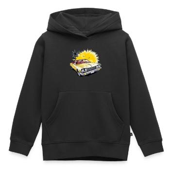 Voiture cabriolet américaine - Sweat Premium à capuche enfant bio - noir - Devant - AI Model Kid Male (0cm)