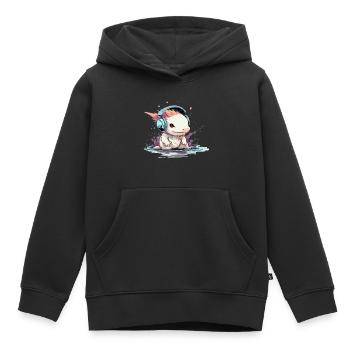 Bizi l'axolotl audiophile - Sweat Premium à capuche enfant bio - noir - Devant - AI Model Kid Male (0cm)