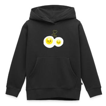 Amour des œufs au plat - Sweat Premium à capuche enfant bio - noir - Devant - AI Model Kid Male (0cm)