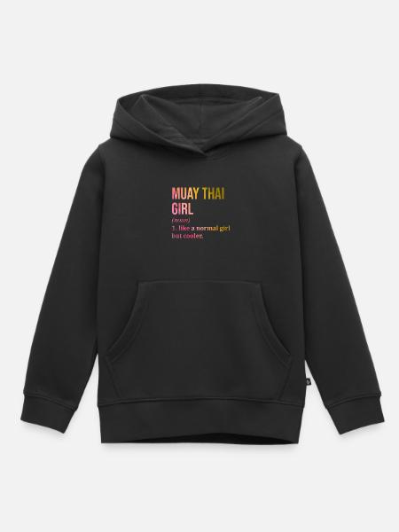 Muay Thai Muay Thai Muay Thai - Premium børne hættetrøje økologisk - sort