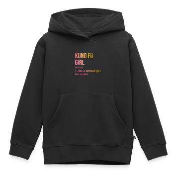 kung-fu - Sweat Premium à capuche enfant bio - noir - Devant - AI Model Kid Male (0cm)