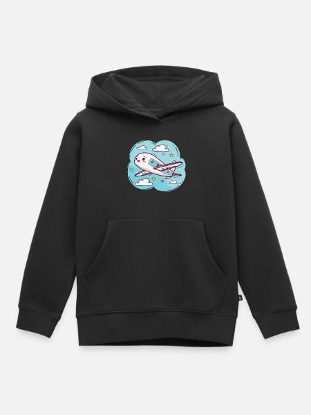 Flugzeug Comic Look - Kinder Premium Organic Hoodie - Schwarz