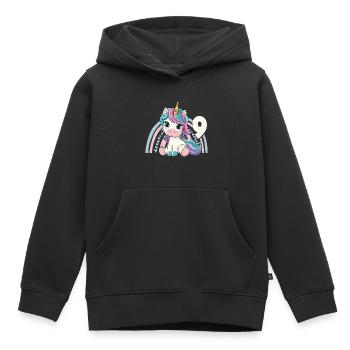 9th Birthday Unicorn Rainbow Cute Cute - Kids Premium Organic Hoodie - black - Front - AI Model Kid Male (0cm)