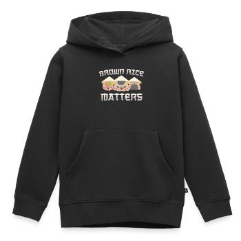 Rice Love Cooking Essene Saying Brown Rice Matters - Kids Premium Organic Hoodie - black - Front - AI Model Kid Male (0cm)