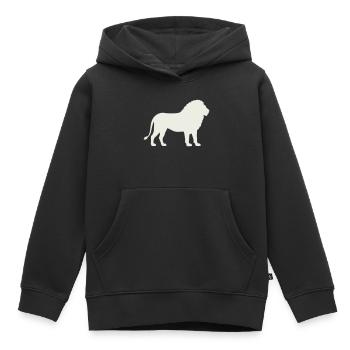 Silhouette de lion sur fond crème - Sweat Premium à capuche enfant bio - noir - Devant - AI Model Kid Male (0cm)
