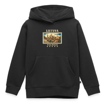 Litauen Vilnius Vintage Reisemarke - Kinder Premium Organic Hoodie - Schwarz - Vorne - AI Model Kid Male (0cm)