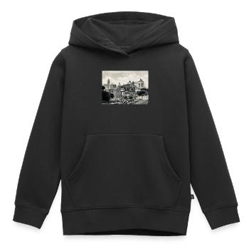 Rome sépia : Colisée et place - Sweat Premium à capuche enfant bio - noir - Devant - AI Model Kid Male (0cm)