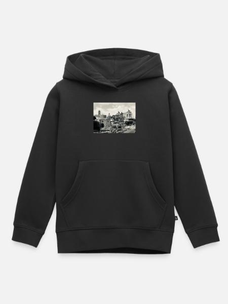 Sepia Rom: Kolosseum und Platz - Kinder Premium Organic Hoodie - Schwarz