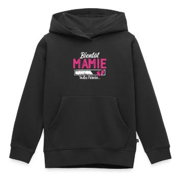 Bientôt Mamie Future Grand mère - Sweat Premium à capuche enfant bio - noir - Devant - AI Model Kid Male (0cm)