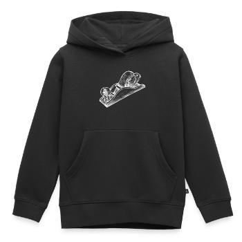 Planer Bois Outil Charpentier - Sweat Premium à capuche enfant bio - noir - Devant - AI Model Kid Male (0cm)