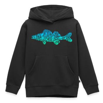 Zander Fishing Fish Colored Predatory Fish Angler - Kids Premium Organic Hoodie - black - Front - AI Model Kid Male (0cm)