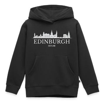 Silhouette d’Édimbourg, Édimbourg, Écosse - Sweat Premium à capuche enfant bio - noir - Devant - AI Model Kid Male (0cm)