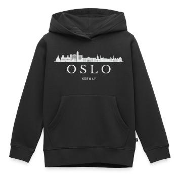 Oslo Skyline, Oslo, Norwegen - Kinder Premium Organic Hoodie - Schwarz - Vorne - AI Model Kid Male (0cm)